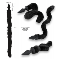 Черная анальная пробка с кошачьим хвостом