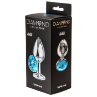 Анальная пробка Diamond Light blue Sparkle Medium Lola