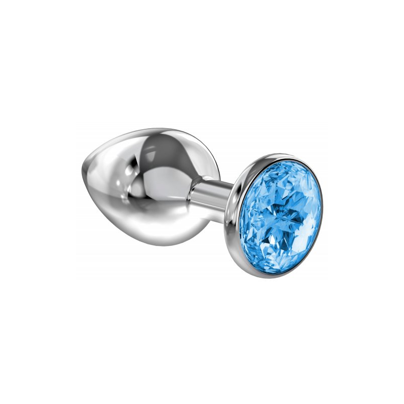 Анальная пробка Diamond Light blue Sparkle Medium Lola