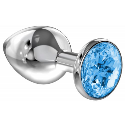 Анальная пробка Diamond Light blue Sparkle Medium Lola