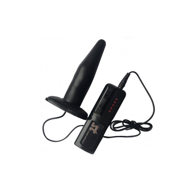 Черная силиконовая анальная пробка с вибрацией