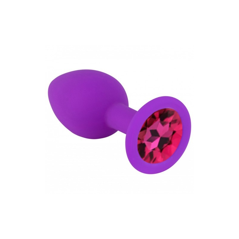 Фиолетовая силиконовая пробка со стразом цвета фуксии S