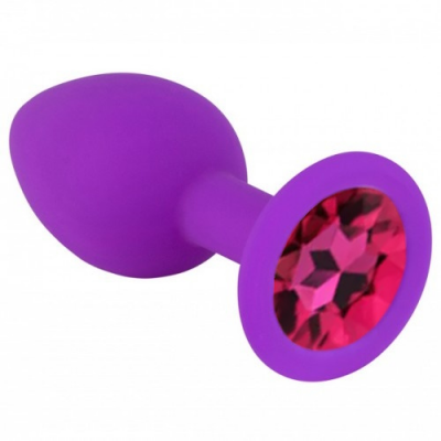 Фиолетовая силиконовая пробка со стразом цвета фуксии S