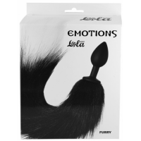 Анальная пробка с черно-белым хвостиком Emotions Furry 42см