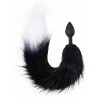 Анальная пробка с черно-белым хвостиком Emotions Furry 42см