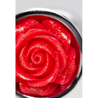 Металлическая анальная пробка Metal by Toyfa S с красной розой