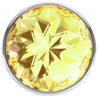 Анальная пробка Diamond Yellow Sparkle L серебро