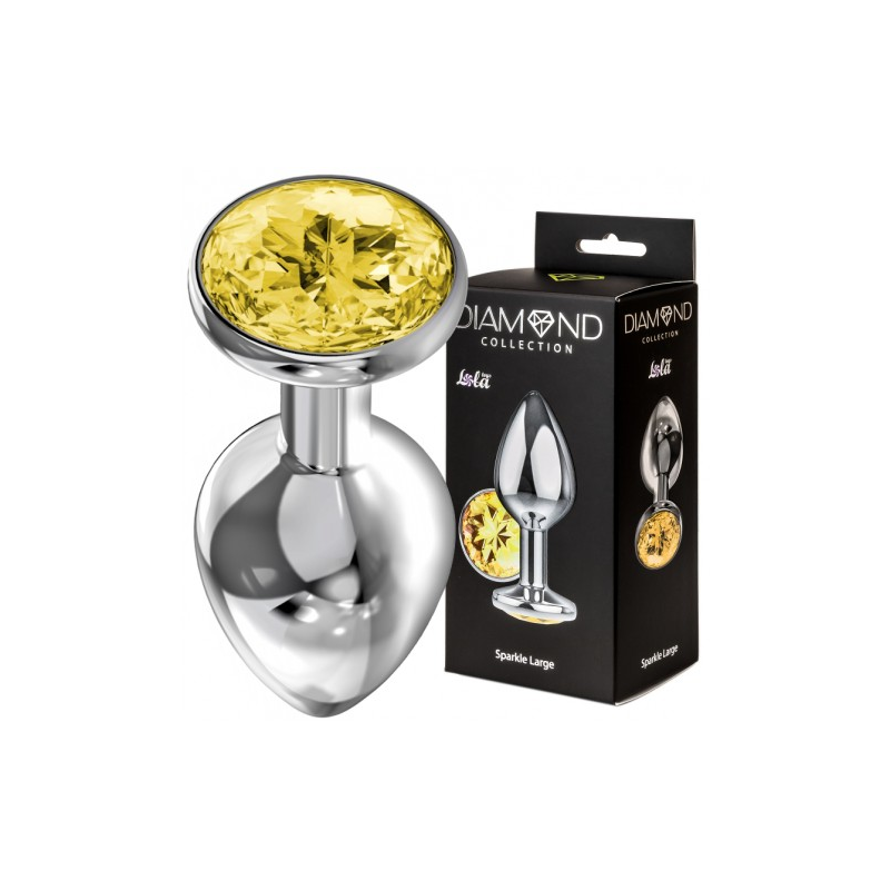 Анальная пробка Diamond Yellow Sparkle L серебро