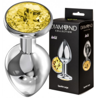 Анальная пробка Diamond Yellow Sparkle L серебро