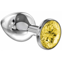 Анальная пробка Diamond Yellow Sparkle L серебро