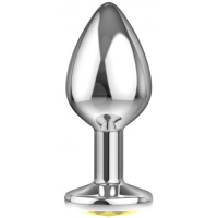 Анальная пробка Diamond Yellow Sparkle L серебро