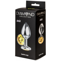 Анальная пробка Diamond Yellow Sparkle L серебро