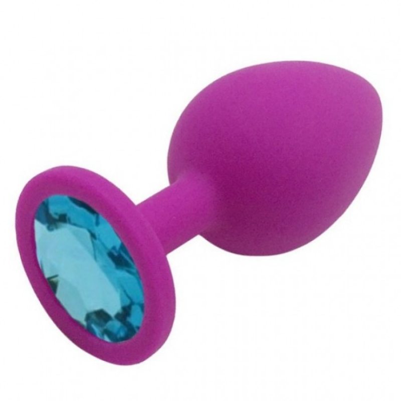 Пурпурная силиконовая пробка с голубым стразом