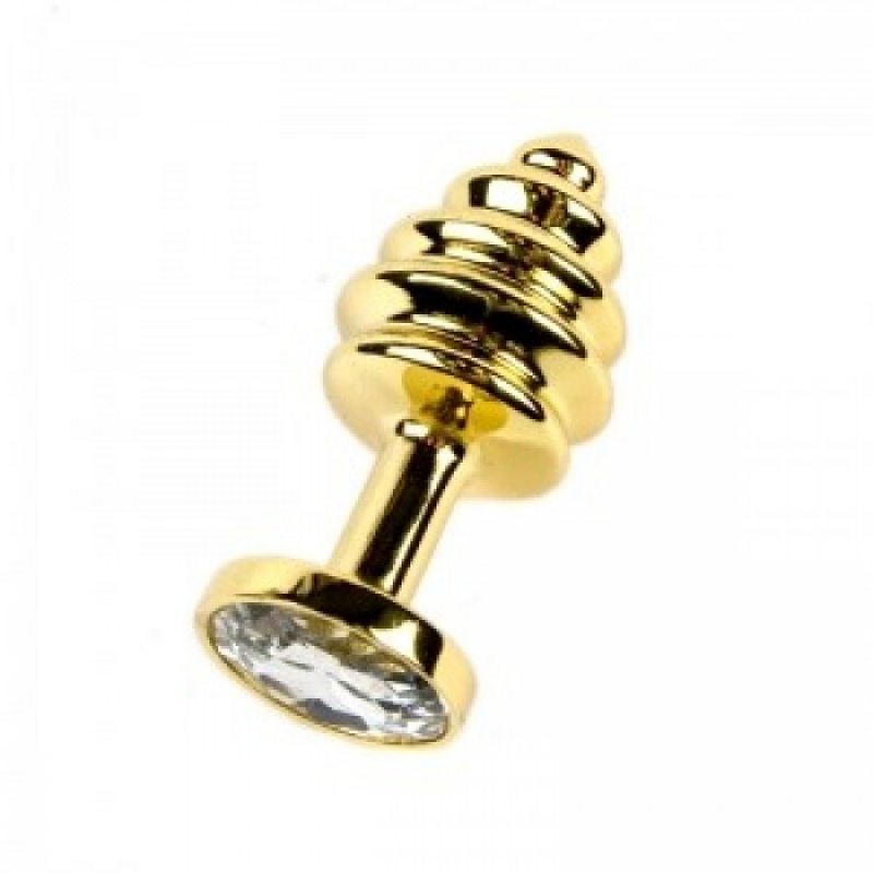 Анальная рельефная пробка Small Gold бриллиант