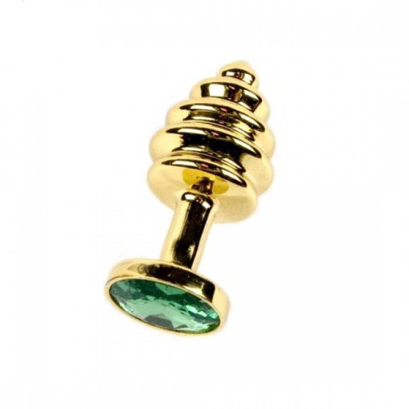 Анальная рельефная пробка Small Gold зеленый