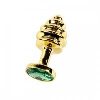 Анальная рельефная пробка Small Gold зеленый