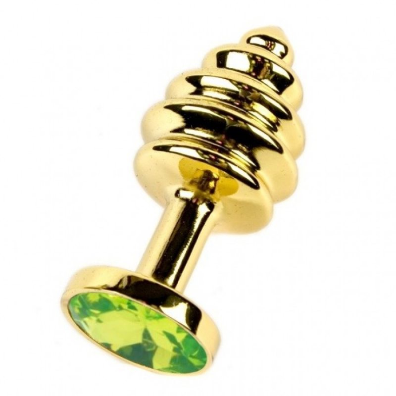 Анальная рельефная пробка Small Gold лаймовый
