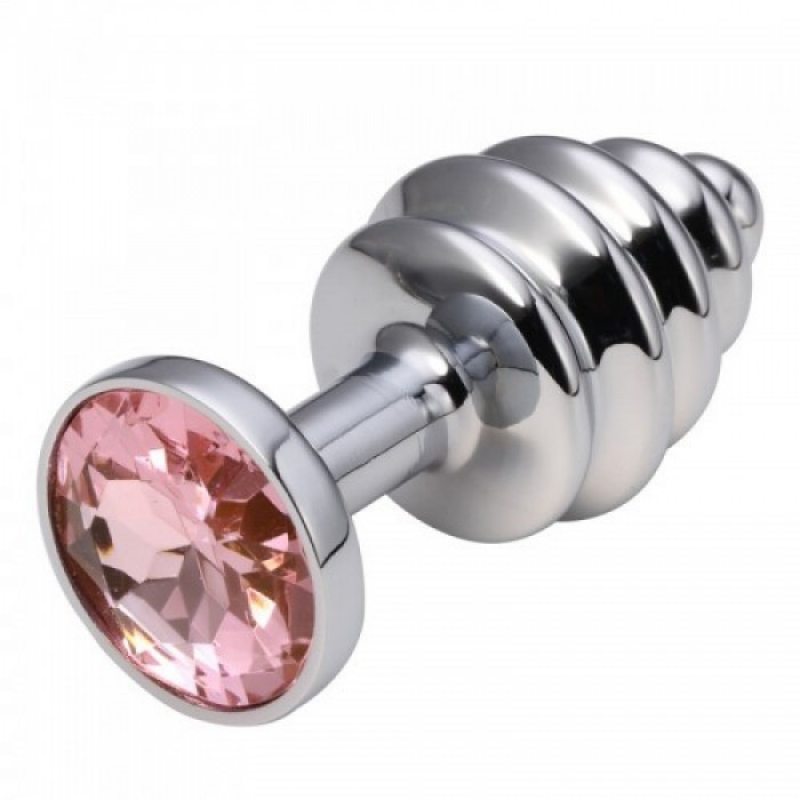 Анальная рельефная пробка Small Silver нежно-розовая