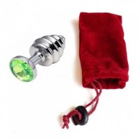 Анальная рельефная пробка Small Silver лаймовая