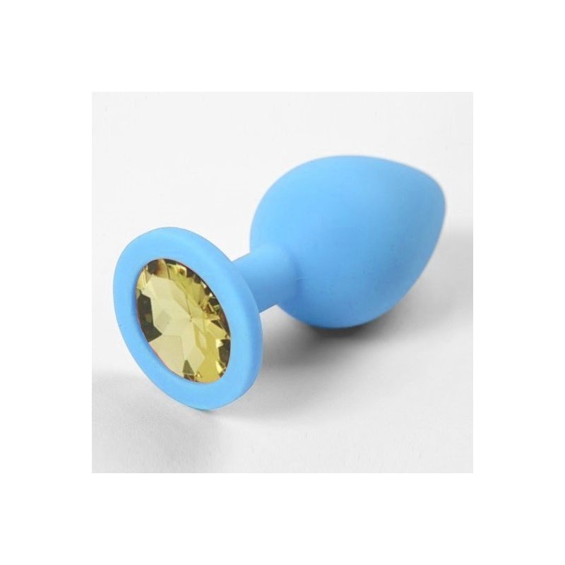 Голубая силиконовая пробка с желтым стразом