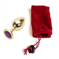 Стальная пробка Jewelry Plug Medium Gold фиолетовая