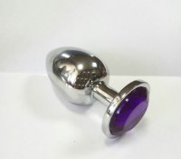 Анальная пробка из алюминия с кристаллом Violet L