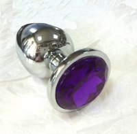 Анальная пробка из алюминия с кристаллом Violet L