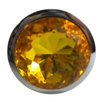Анальная пробка из алюминия с кристаллом Yellow L