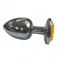 Анальная пробка из алюминия с кристаллом Yellow L