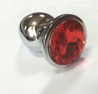 Анальная пробка из алюминия с кристаллом Ruby L