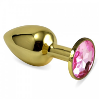 Анальное украшение со стразом Golden Plug Small нежно-розовый