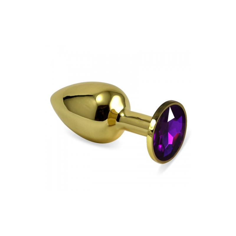 Анальное украшение Golden Plug Small с фиолетовым стразом