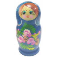 Анальная пробка с синим камушком-сердечком в матрешке