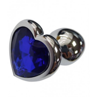 Анальная пробка с синим камушком-сердечком в матрешке