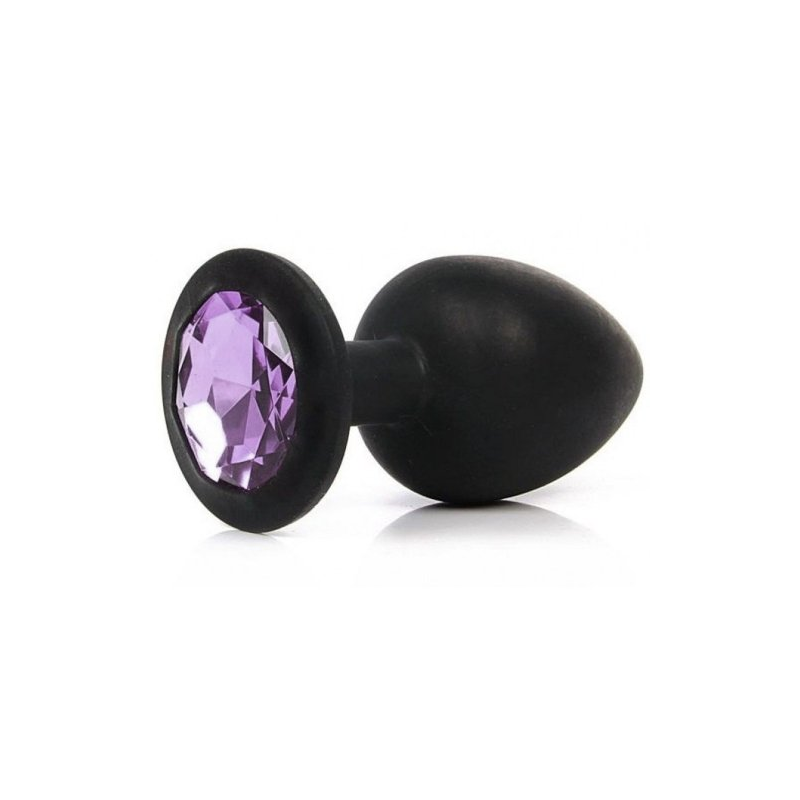 Черная силиконовая пробка с сиреневым стразом S