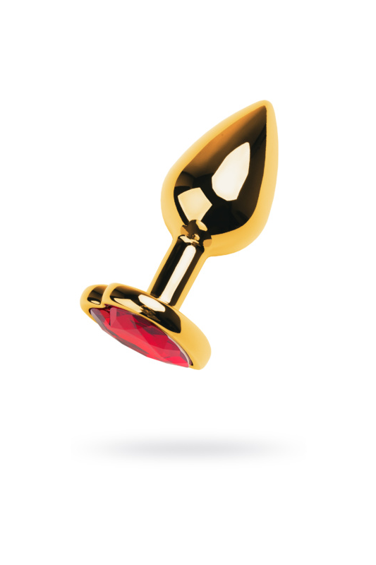 Анальный страз Metal by TOYFA, металл, золотистый, с кристаллом цвета рубин, 7 см, Ø 2,7 см, 50 г