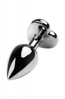 Анальный страз Metal by TOYFA, металл, серебристый, с кристаллом цвета рубин, 7 см, Ø 2,7 см, 50 г