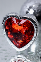 Анальный страз Metal by TOYFA, металл, серебристый, с кристаллом цвета рубин, 7 см, Ø 2,7 см, 50 г