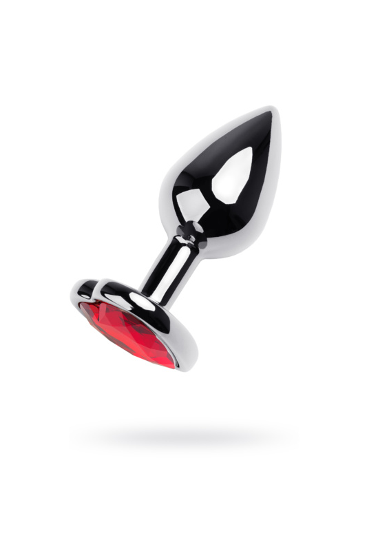 Анальный страз Metal by TOYFA, металл, серебристый, с кристаллом цвета рубин, 7 см, Ø 2,7 см, 50 г