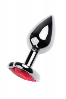 Анальный страз Metal by TOYFA, металл, серебристый, с кристаллом цвета рубин, 7 см, Ø 2,7 см, 50 г