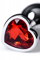 Анальный страз Metal by TOYFA, металл, серебристый, с кристаллом цвета рубин, 7 см, Ø 2,7 см, 50 г