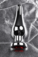 Анальный страз Metal by TOYFA, металл, серебристый, с кристаллом цвета рубин, 10 см, Ø 3 см, 95 г