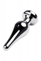 Анальный страз Metal by TOYFA, металл, серебристый, с кристаллом цвета рубин, 10 см, Ø 3 см, 95 г