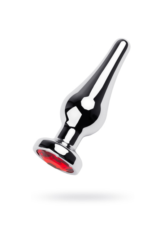 Анальный страз Metal by TOYFA, металл, серебристый, с кристаллом цвета рубин, 10 см, Ø 3 см, 95 г