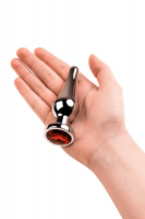 Анальный страз Metal by TOYFA, металл, серебристый, с кристаллом цвета рубин, 10 см, Ø 3 см, 95 г