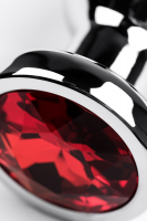 Анальный страз Metal by TOYFA, металл, серебристый, с кристаллом цвета рубин, 10 см, Ø 3 см, 95 г