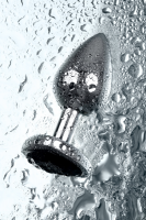 Анальный страз Metal by TOYFA, металл, серебристый, с кристаллом цвета турмалин, 7 см, Ø 2,7 см, 50 г