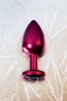 Анальный страз Metal by TOYFA, металл, красный, с кристалом цвета турмалин 8,2 см, Ø3,4 см, 85 г.