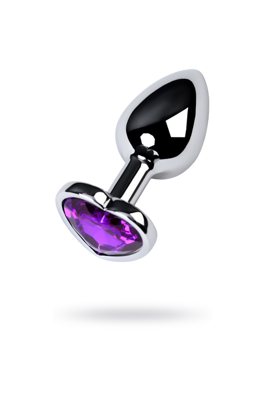 Анальный страз Metal by TOYFA, металл, серебристый, с кристаллом цвета аметист, 7 см, Ø 2,7 см, 50 г