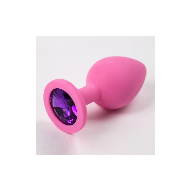 Розовая силиконовая пробка с фиолетовым стразом S